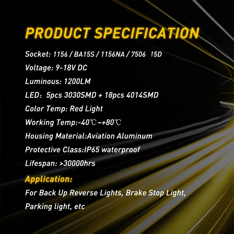1156 P21W 7506 BA15S Luz LED Roja Libre de Errores Luces de Estacionamiento Impermeable Duradero Foto 2 de 4