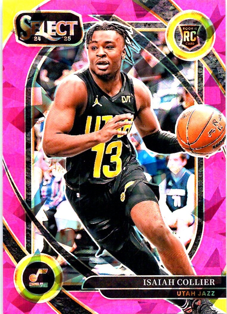 2024-25 Panini Select #279 Isaiah Collier Pink Cracked Ice Prizm #/99