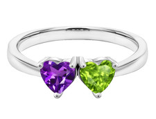 925 Sterlingsilber 0.95 Karat Natürlich Amethyst Und Peridot Damen Dainty Ring