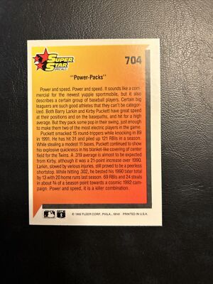 Cnr 1992 Fleer #704 Kirby Puckett, Barry, Larkin, Superstar, Special Power Pack