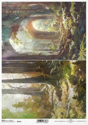 Reispapier-Motiv Strohseide-Decoupage-Serviettentechnik-Wald-mystisch-R2123