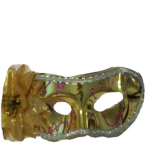 Pretty Flower Mardi Gras Mask Gold Metallic