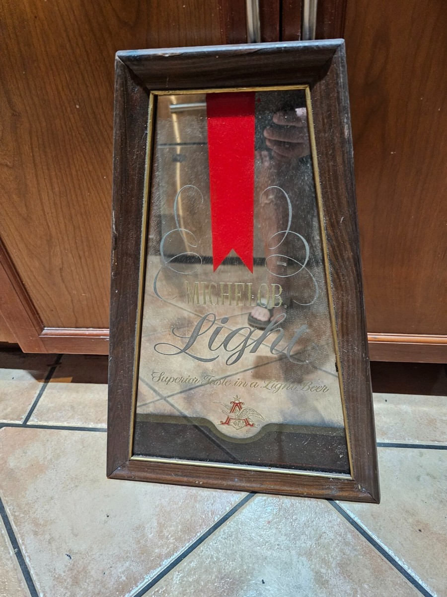 Vintage Michelob Light Beer Mirrored Bar Sign - Wood Frame | eBay