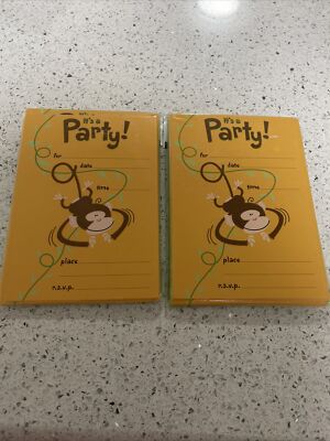 Monkey It s A Party 20 Birthday Invitation With Envelopes. 2 Packs Of 10 New!!