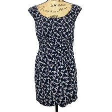 eShakti Dress PS Petite Small Black White Sparrow Bird Print Mini Dress