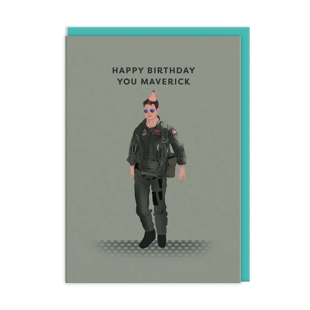 Maverick Birthday Card Celebrity Tom Cruise - Fun Icon Artwork Greeting Card