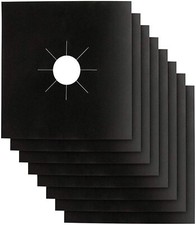 10x Reusable Non-Stick Black Gas Range Stove Top Burner Covers Protector Liner