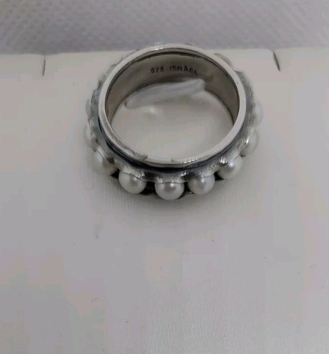 Anello Silpada Designs argento sterling perle nidificate fascia lunetta capesante misura 7,75 - Foto 2 di 11