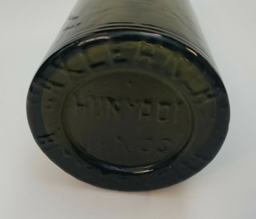 1890'S HUNYADI JANOS SAXLEHNER BOTTLE OLIVE 9.5" TALL APPLIED DONUT TOP WATER - Picture 7 of 8
