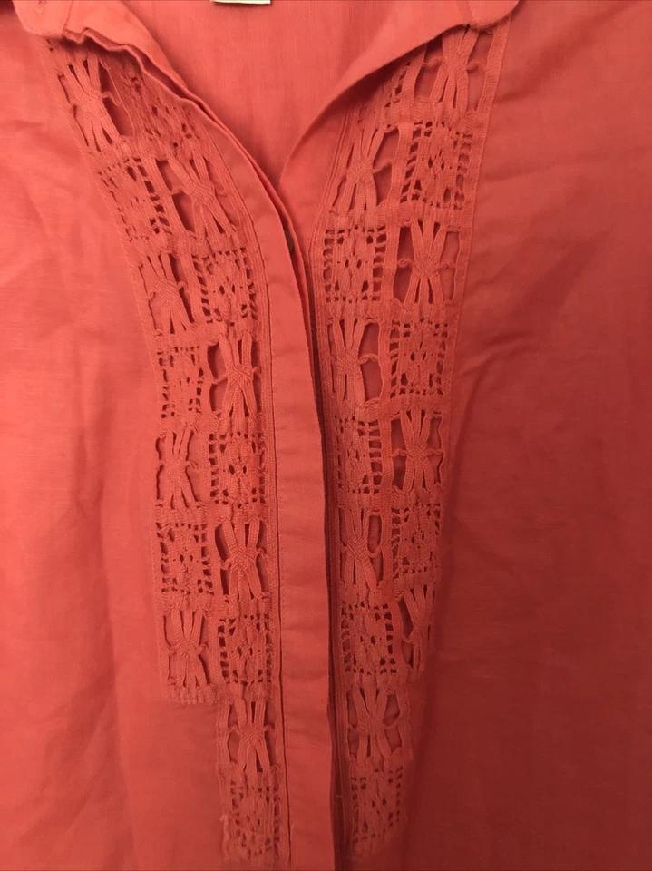 Max Studio Mujer Talla Grande 2X Lino Coral Abotonado Foto 3 de 4