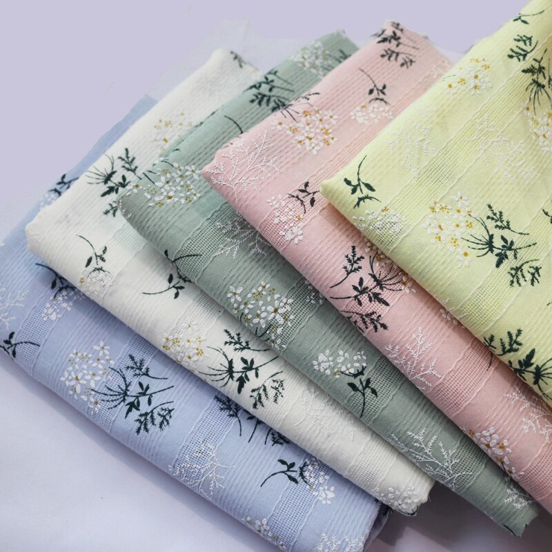 cotton jacquard dress fabric 1yard X 1.4meter Floral Jacquard Cotton Fabric Material For Shirt Dress  Children