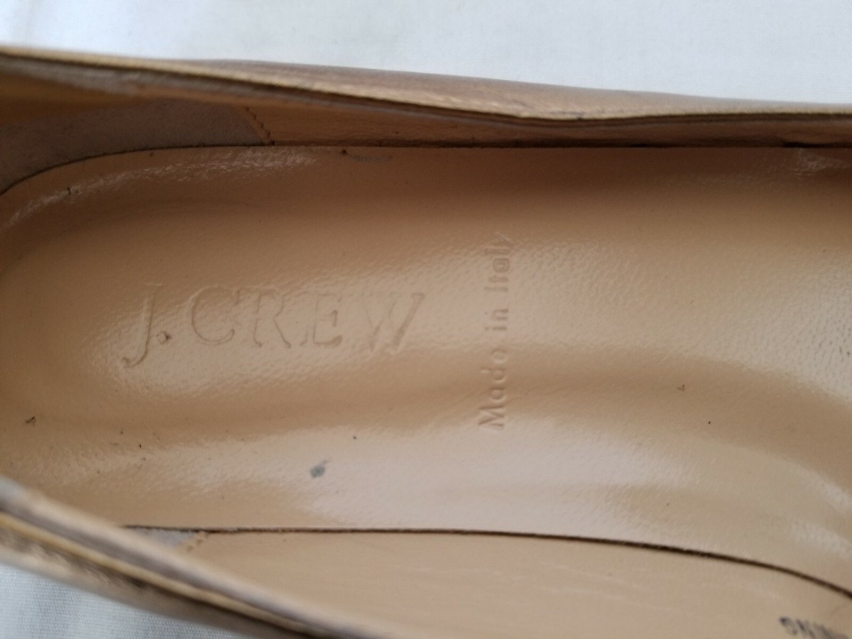 Womens Size 6.5 Gold Tone J.Crew Leather Casual Shoes 67229 Womens Size 6.5 Gold Tone J.Crew Leather Casual Shoes 67229