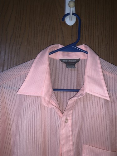 Vintage 60s 70s David Harrison Knit Sportswear Mens Semisheer Pink Shirt Large - Picture 7 of 9