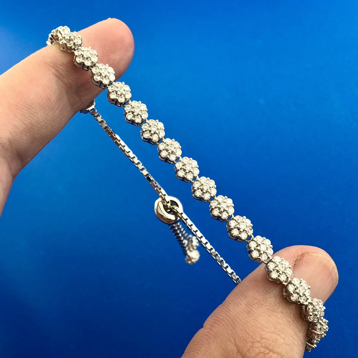 Designer CN FZN Sterling Silver 925 CZ Flower Cluster Box Designer CN FZN Sterling Silver 925 CZ Flower Cluster Box