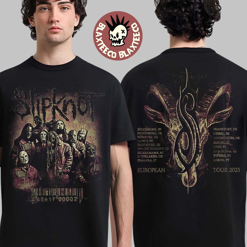 Slipknot 2025 European Tour Merch Band Photo Two Sided Unisex T