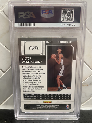 2023-24 Panini Contenders Victor Wembanyama Mojo Rookie Card PSA 9 