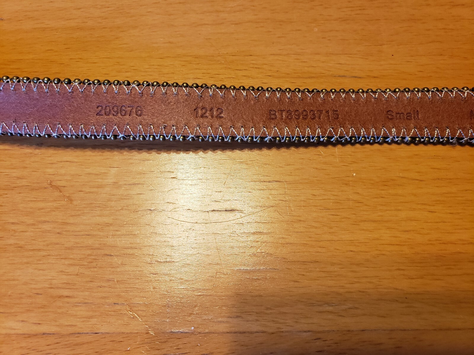 Fossil women's belt size Small Shotbead antique gold beads leather 1