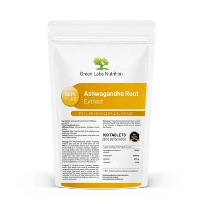 GREEN LABS NUTRITION Ashwagandha Wurzelextrakt – hochdosiert mit Withanoliden für Stress & Balance