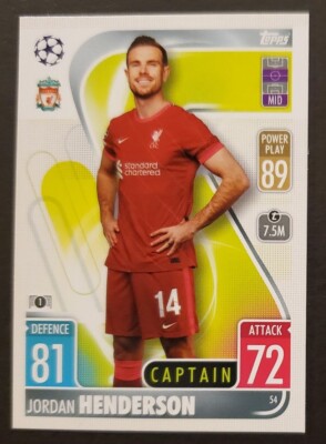 サッカーカード 2021-22 Match Attax #54 Jordan Henderson LIVERPOOL FC Captain