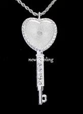 CZ Photo Pendant Gold Plated Stainless Steel Rope Chain Picture Included