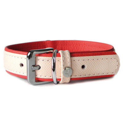Das Lederband Hunde Halsband Firenze rosy/rubyred, diverse Größen, NEU