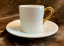 Coalport  Bone China Demitasse Cup  Saucer  White with Gold Trim  Mint Cond.