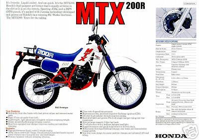 HONDA Brochure MTX200 MTX200R 1985 Sales Catalog REPRO | eBay