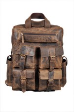 New Men's Real Leather Large Backpack Laptop Bag Hiking Travel Camping Carry On