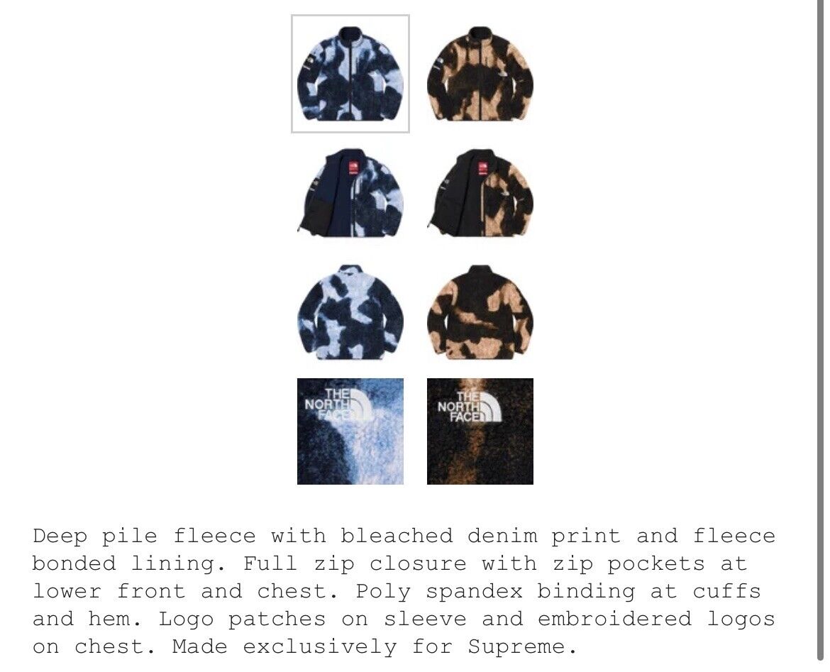 Buy Supreme TNF Bleached Denim Print Roo I FW 21 - Stadium Goods