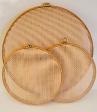 3 Stretched Cross Stitch Open Weave Wood Frame Embroidery Hoops 12.5" And 8.5"