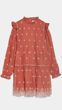 100% Authentic ZARA Orange Eyelet Flower Print Mini Dress $89.90+Tax Size: XS