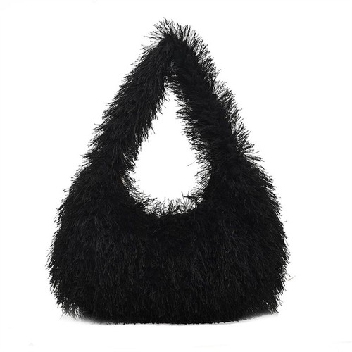 Faux Fur Tote Handbag Plush Commuting Bag Underarm Bags for Women Girls - Picture 10 of 14