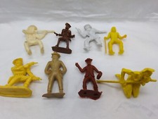Lot Of 8 Vintage 1960s Cowboy And Indians Brown Yellow White Toys 2"