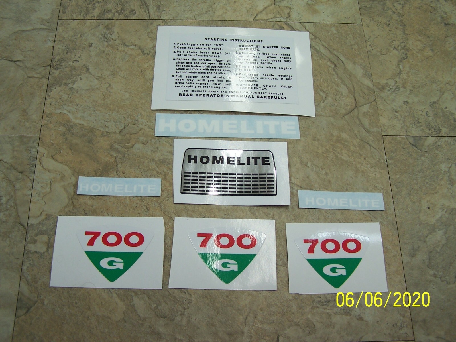 Homelite 700G Chainsaw Decal Set! eBay