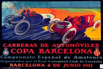1911 COPA BARCELONA CAR AUTOMOBILE RACE CARRERAS GRAND PRIX VINTAGE POSTER REPRO