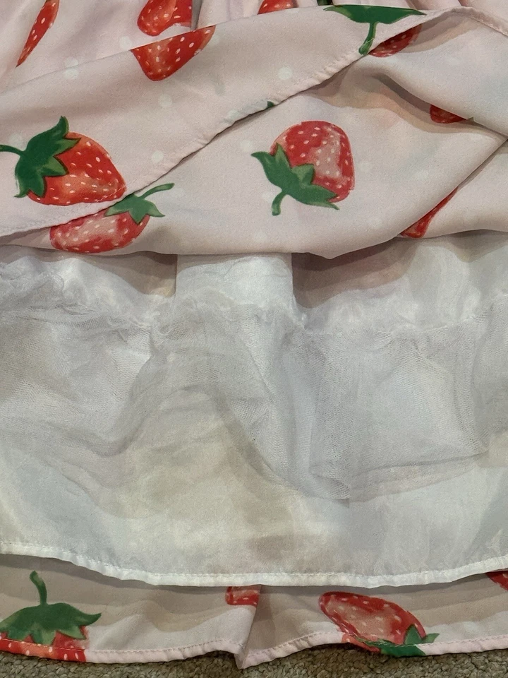 Max & Daisy Girls Strawberry Dress Size 6X Red White Stripe Top Empire Waist - Imagem 3 de 4