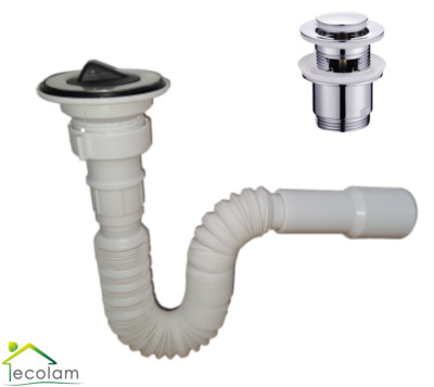 Siphon elastischer Flaschensiphon für Waschbecken 32 5/4'' mit Click Clack