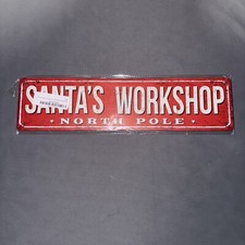 Santa  s Workshop North Pole Street Sign - 16X4 Inch Christmas Decor