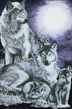Bead Embroidery Kit Wolf Family DIY Stamped Bead Needlepoint Beadwork 3029