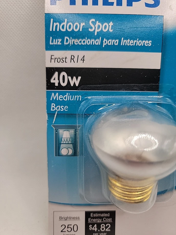 Philips 40w Indoor Spot FROST R14 Light Bulb NON LED Medium Base 250 Lumen - Image 2 of 4