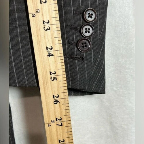 Isaia 46R 36W Super 120’s Black Estate Stripe Lana Wool 2 Vent Surgeon Cuff Suit - Bild 7 von 14