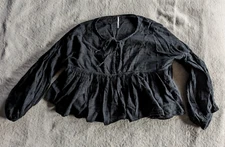 FREE PEOPLE Black Flowy Tunic Top Womens XS