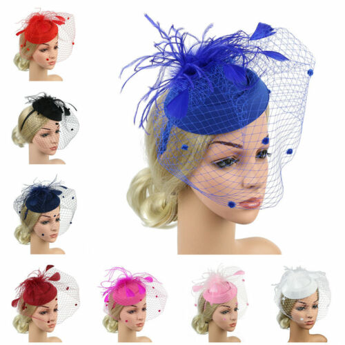 Fascinadores Sombrero Mujeres Boda Cóctel Té Fiesta Prendas para la cabeza Malla Velo Clip para el cabello - Imagen 4 de 40