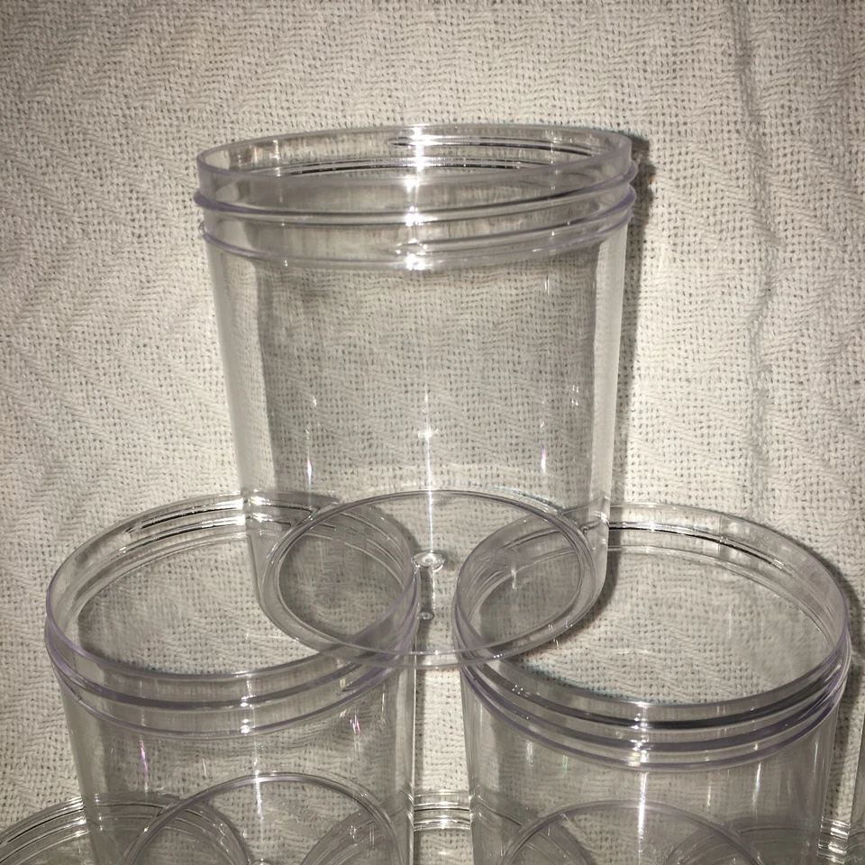 Frascos de plástico Uline S-99368 transparente redondo boca ancha 16 oz SOLO - 8 unidades - NUEVO Foto 2 de 4