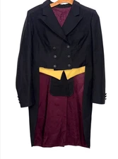 Grand Prix Shadbelly English Hunt Coat Womens 16R Black Yellow Points Equestrian