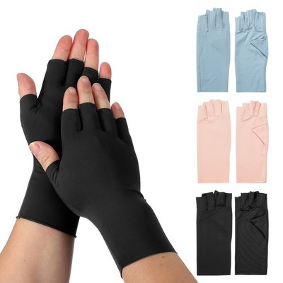 Sun Gloves, Half Finger Hand Gloves 3 Pairs 3 Colors/Nylon Ice Silk