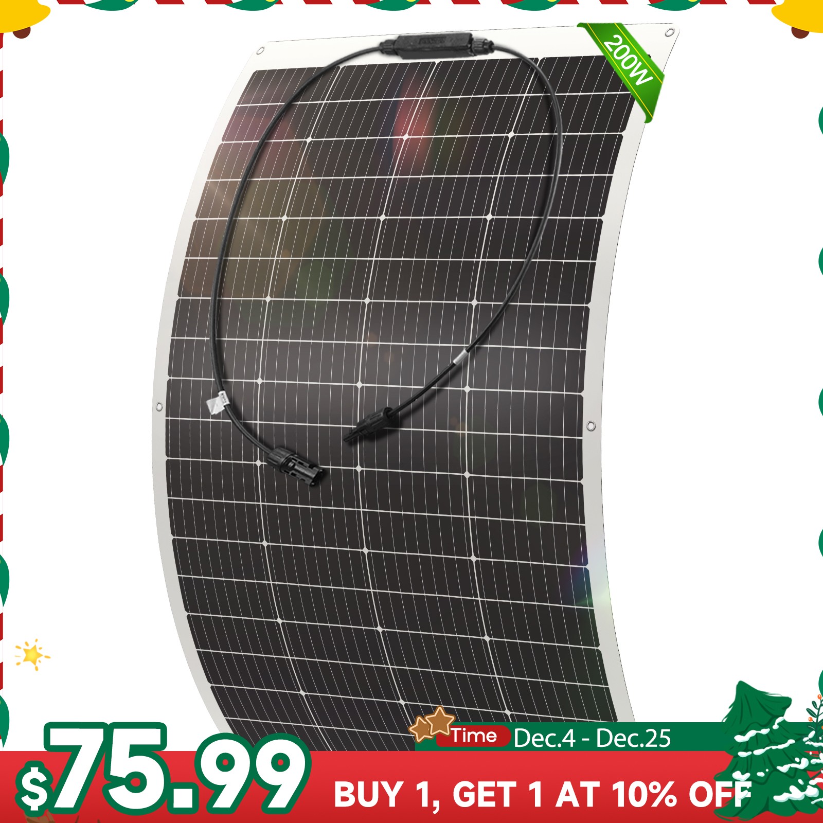 200W Mono Flexible Solar Panel for RV