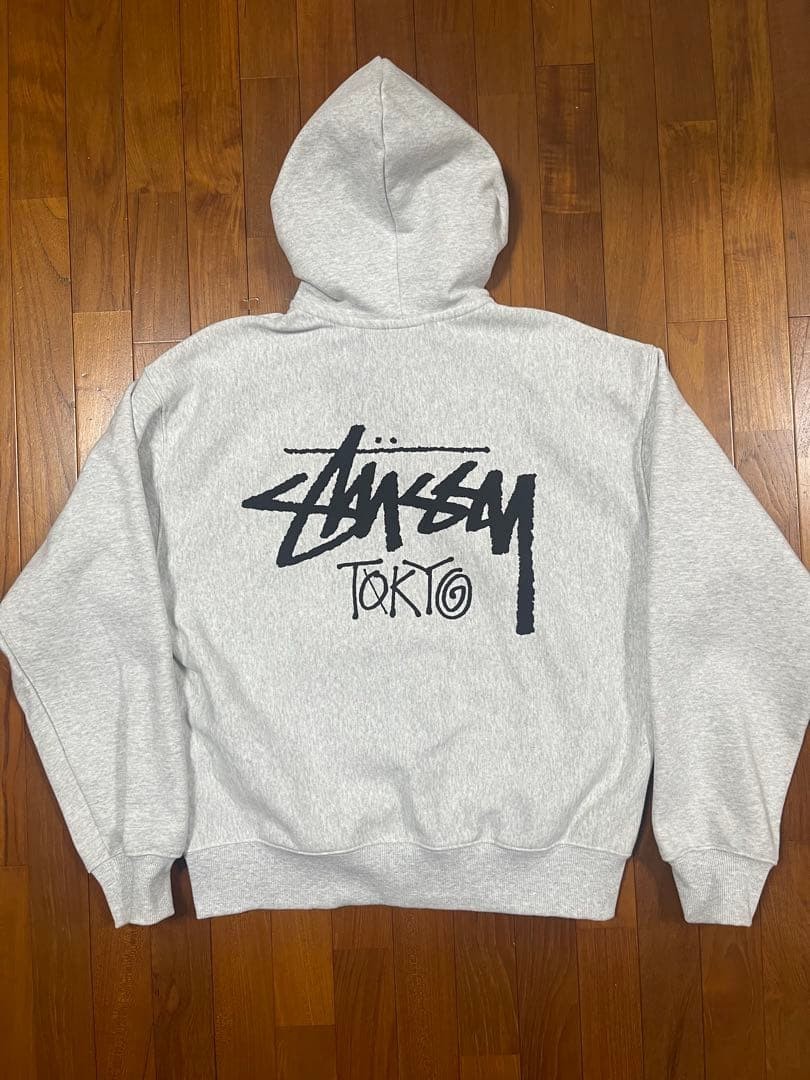 STUSSY TOKYO限定パーカー グレー Stussy Tokyo Zip up Hoodie Sweatshirt back logo color Ash Grey