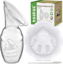 haakaa Manual Breast Pump for Breastfeeding 4oz/100ml Petal Milk Collector Combo