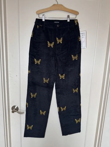 Lurking Class Corduroy Pants Black/Yellow butterfly Women’s 4–New w/ Sample Tag